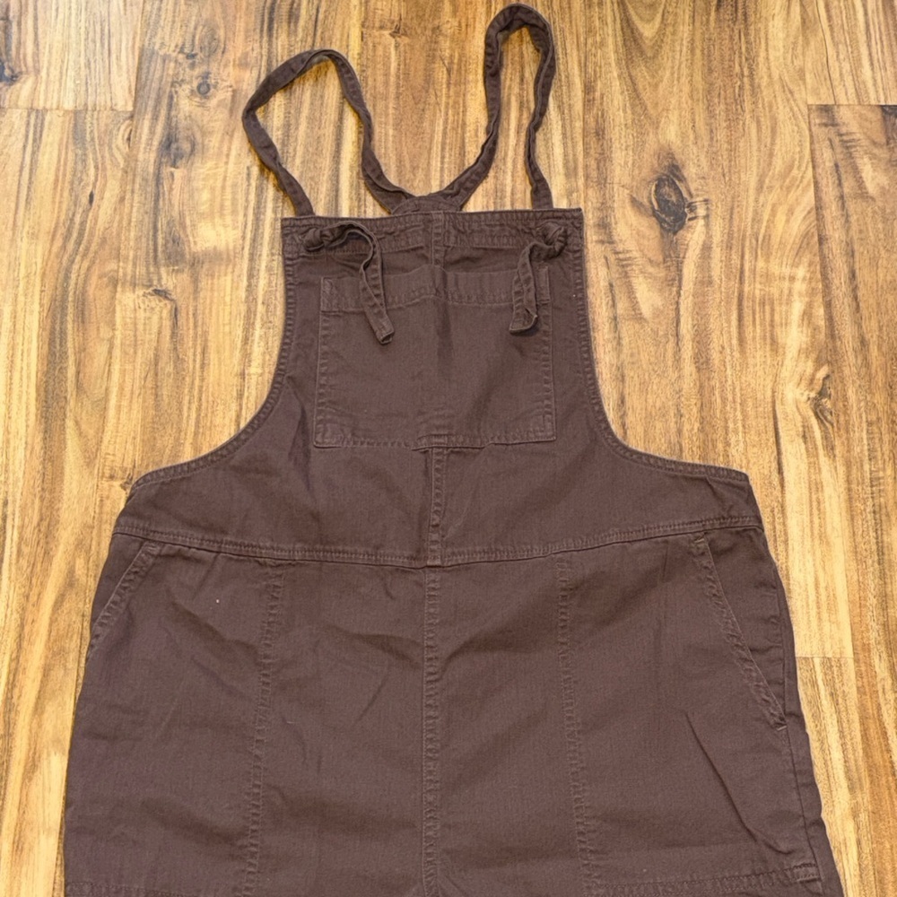 Aerie women’s medium overalls jumper werk & play twill brown crop ankle frayed - Picture 4 of 14